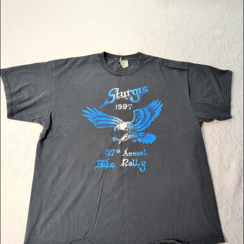 Vintage 1997 Sturgis 57th Annual Bike Rally Black Hills XL Black Eagle Cycle